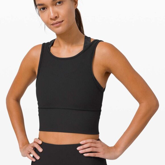 Lululemon Power Pivot Ribbed Tank Top - Black - Size 6 - Picture 1 of 7